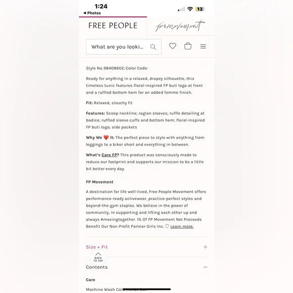 NWT FREE PEOPLE MOVEMENT Spring Forward Tunic In Midnight Navy Combo MSRP $128 - Picture 6 of 16